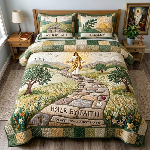 Walk By Faith 3-Piece Quilted Bedding Set GFTOHNL4368