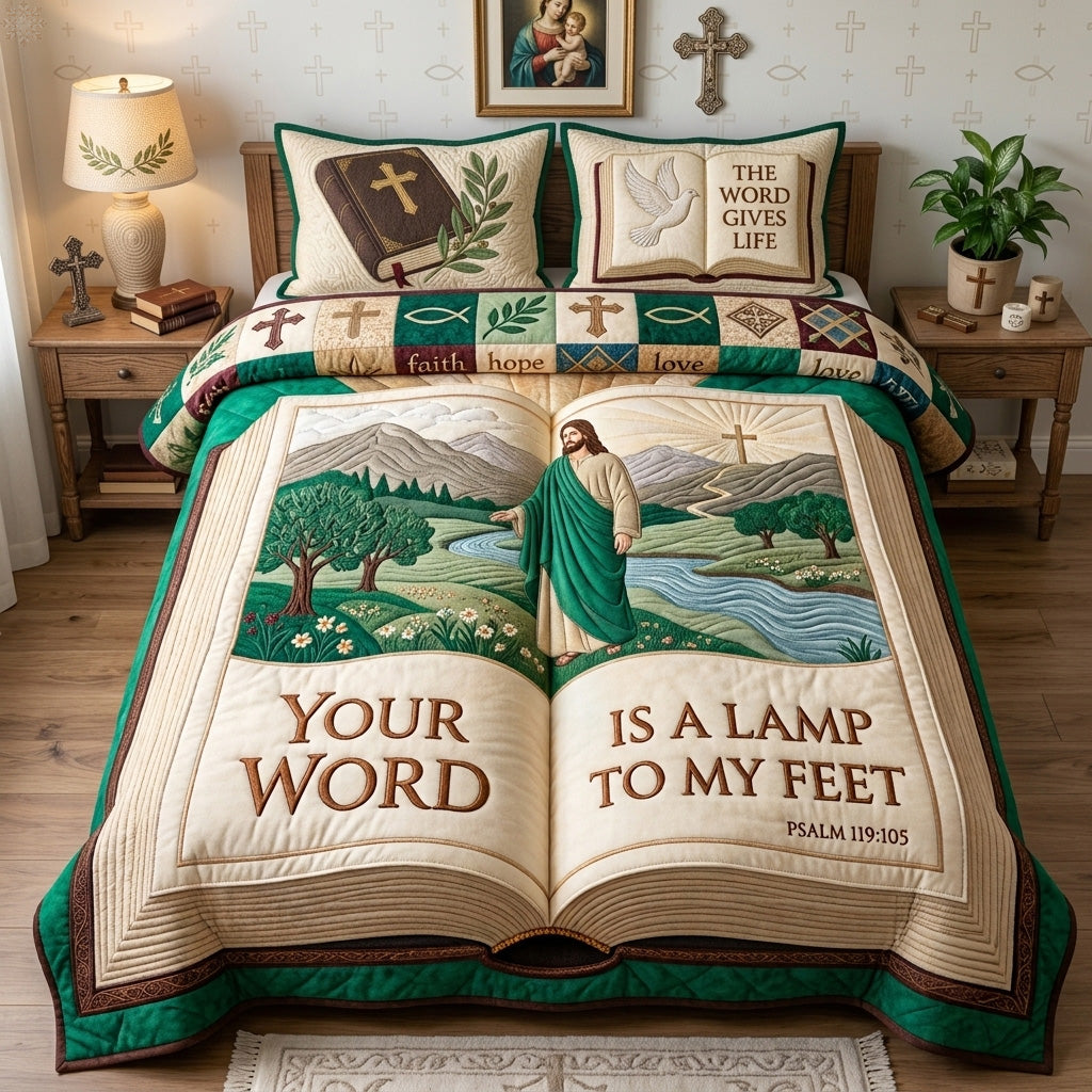 Your Word Is A Lamp 3-Piece Quilted Bedding Set GFTOHNL4369