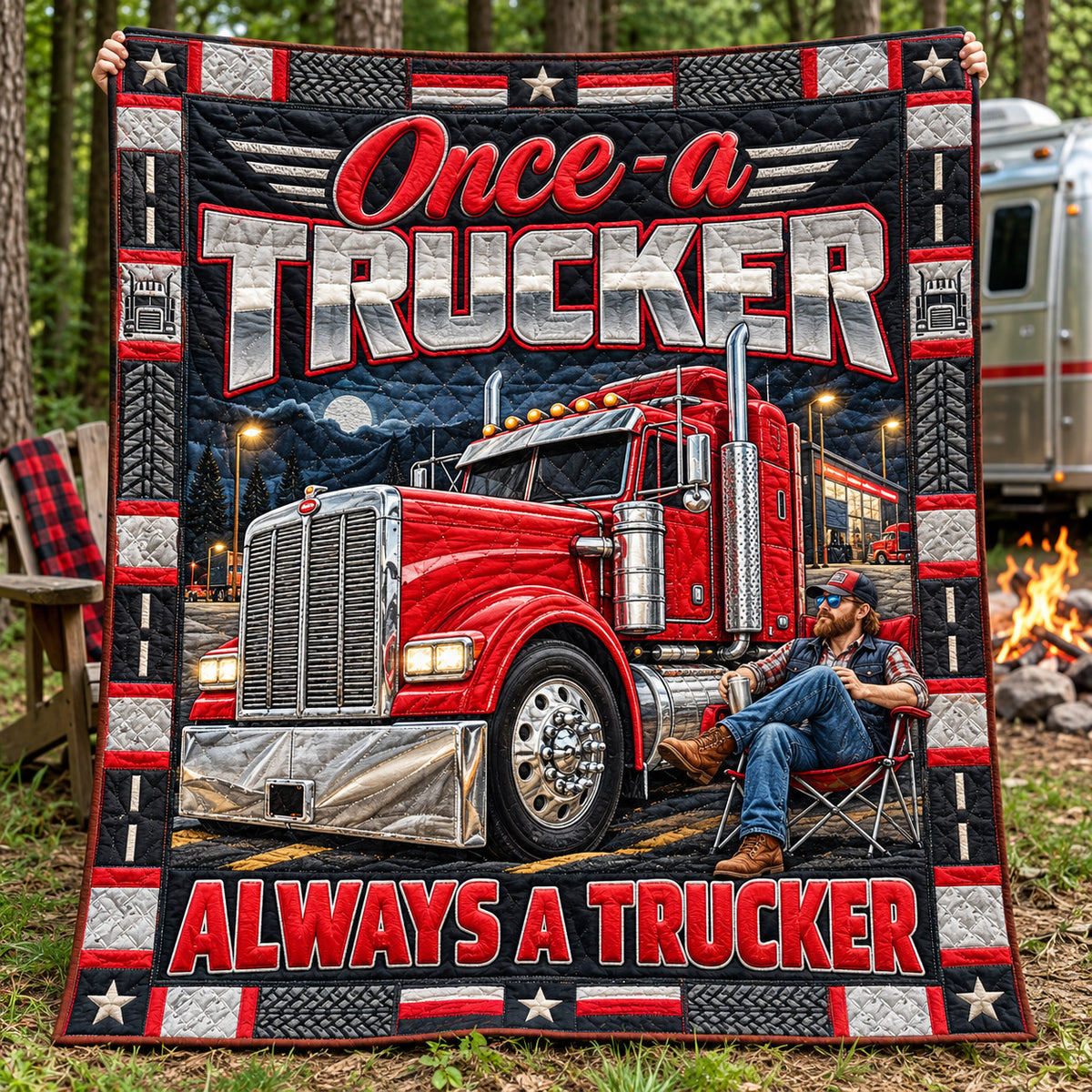 Once A Trucker Quilted Blanket GFTOHNL4394