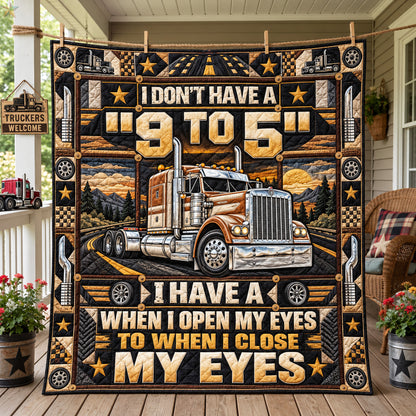 Trucker From Nine To Five Quilted Blanket GFTOHNL4395
