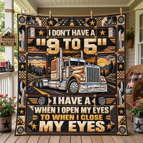 Trucker From Nine To Five Quilted Blanket GFTOHNL4395
