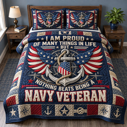 Proud Navy Veteran 3-Piece Quilted Bedding Set GFTOHNL4397