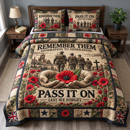 Remember Their Service 3-Piece Quilted Bedding Set GFTOHNL4398