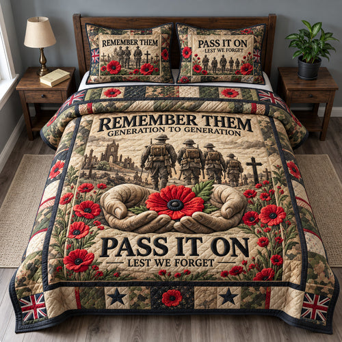 Remember Their Service 3-Piece Quilted Bedding Set GFTOHNL4398