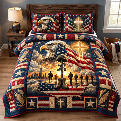 Faith And Freedom 3-Piece Quilted Bedding Set GFTOHNL4399