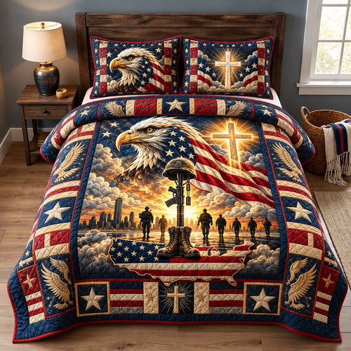 Faith And Freedom 3-Piece Quilted Bedding Set GFTOHNL4399
