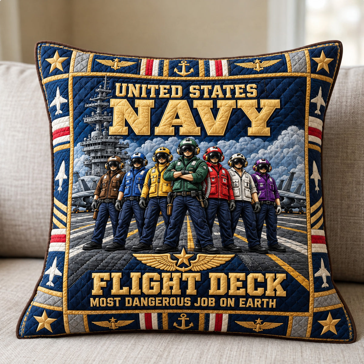 Navy Flight Deck Crew Quilted Pillow Case GFTOHNL4401 C2
