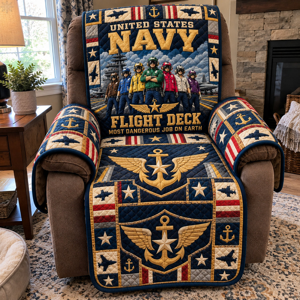 Navy Flight Deck Crew Quilted Sofa Cover GFTOHNL4401 C3