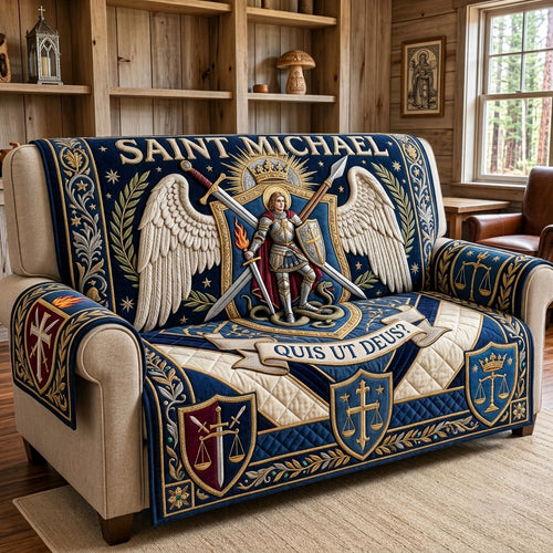 Saint Michael Shield Of Faith Quilted Sofa Cover GFTOHNL4412