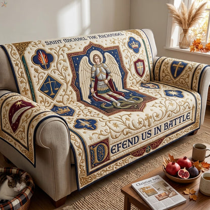 Saint Michael Heavenly Defender Quilted Sofa Cover GFTOHNL4415