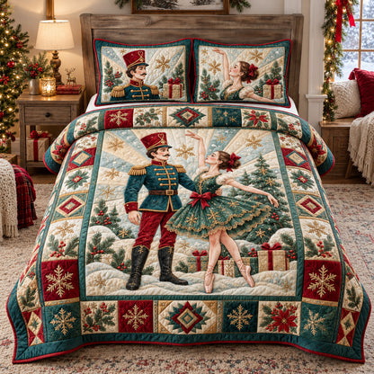 Nutcracker Christmas Dance 3-Piece Quilted Bedding Set GFTOHNL4443