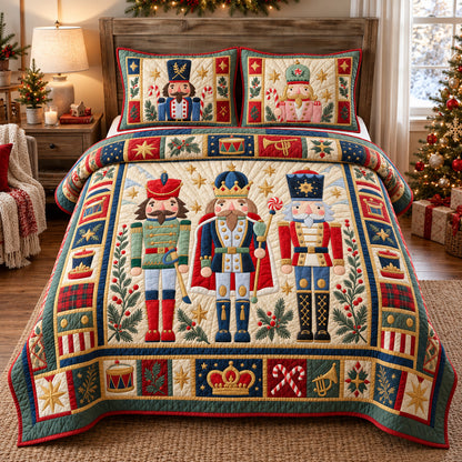 Classic Nutcracker Trio 3-Piece Quilted Bedding Set GFTOHNL4444