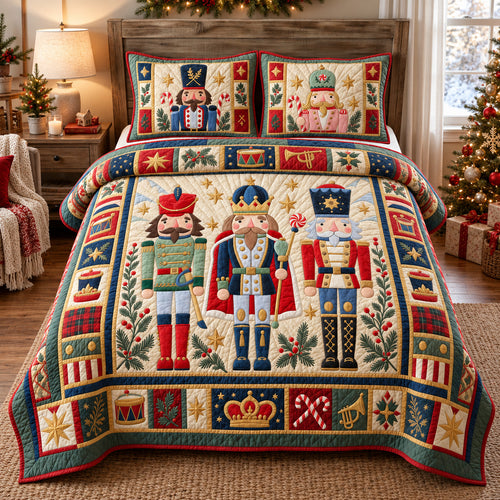 Classic Nutcracker Trio 3-Piece Quilted Bedding Set GFTOHNL4444