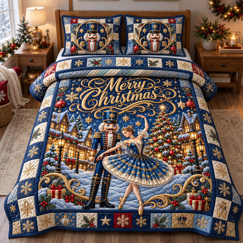 Nutcracker Christmas Ballet 3-Piece Quilted Bedding Set GFTOHNL4445