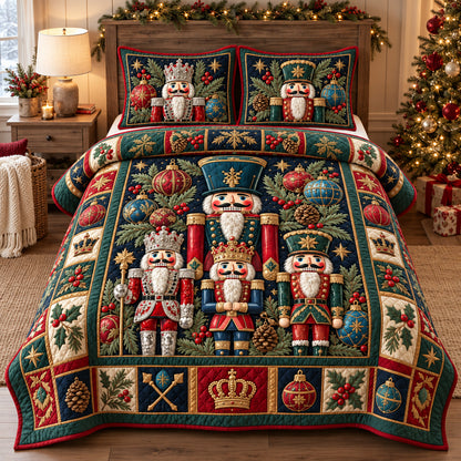 Royal Nutcracker Christmas 3-Piece Quilted Bedding Set GFTOHNL4446