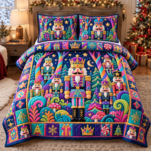 Nutcracker Candy Wonderland 3-Piece Quilted Bedding Set GFTOHNL4447
