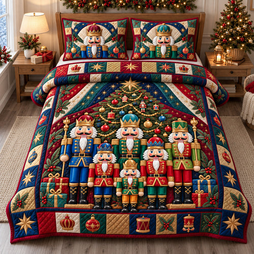 Nutcracker Christmas Kingdom 3-Piece Quilted Bedding Set GFTOHNL4448