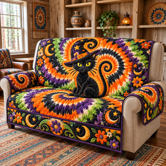 Halloween Hippie Cat Quilted Sofa Cover GFTOHNL4451