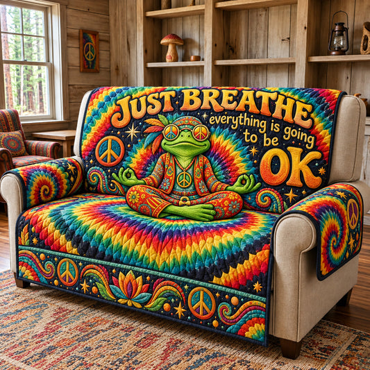 Just Breathe Hippie Frog Quilted Sofa Cover GFTOHNL4453