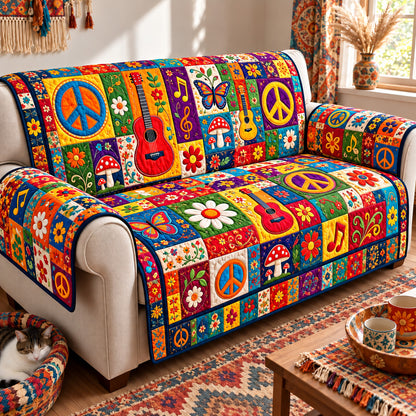 Hippie Music Garden Quilted Sofa Cover GFTOHNL4454