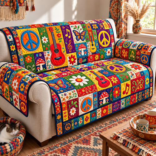 Hippie Music Garden Quilted Sofa Cover GFTOHNL4454