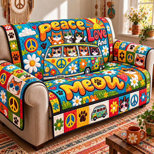 Peace Love Cats Quilted Sofa Cover GFTOHNL4455