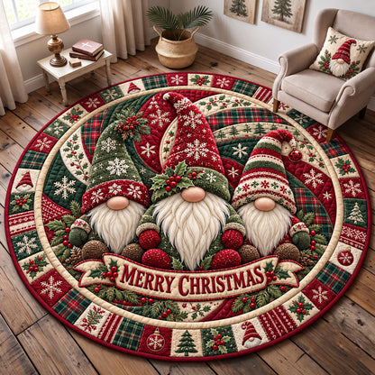 Merry Christmas Gnome Family Quilted Round Mat GFTOHNL4467