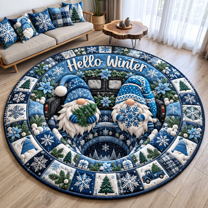 Hello Winter Gnomes Quilted Round Mat GFTOHNL4469