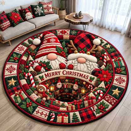 Christmas Gnome Holiday Cheer Quilted Round Mat GFTOHNL4470