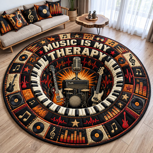 Music Is My Therapy Quilted Round Mat GFTOHNL4495