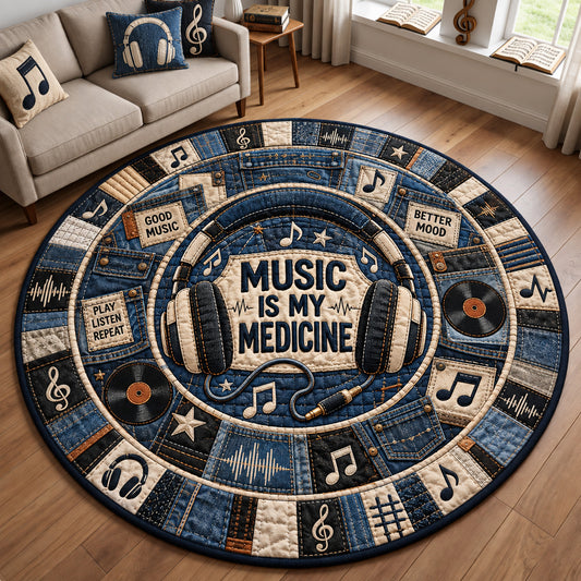 Good Music Better Mood Quilted Round Mat GFTOHNL4496