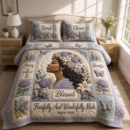 Fearfully And Wonderfully Made 3-Piece Quilted Bedding Set GFTOHNL450