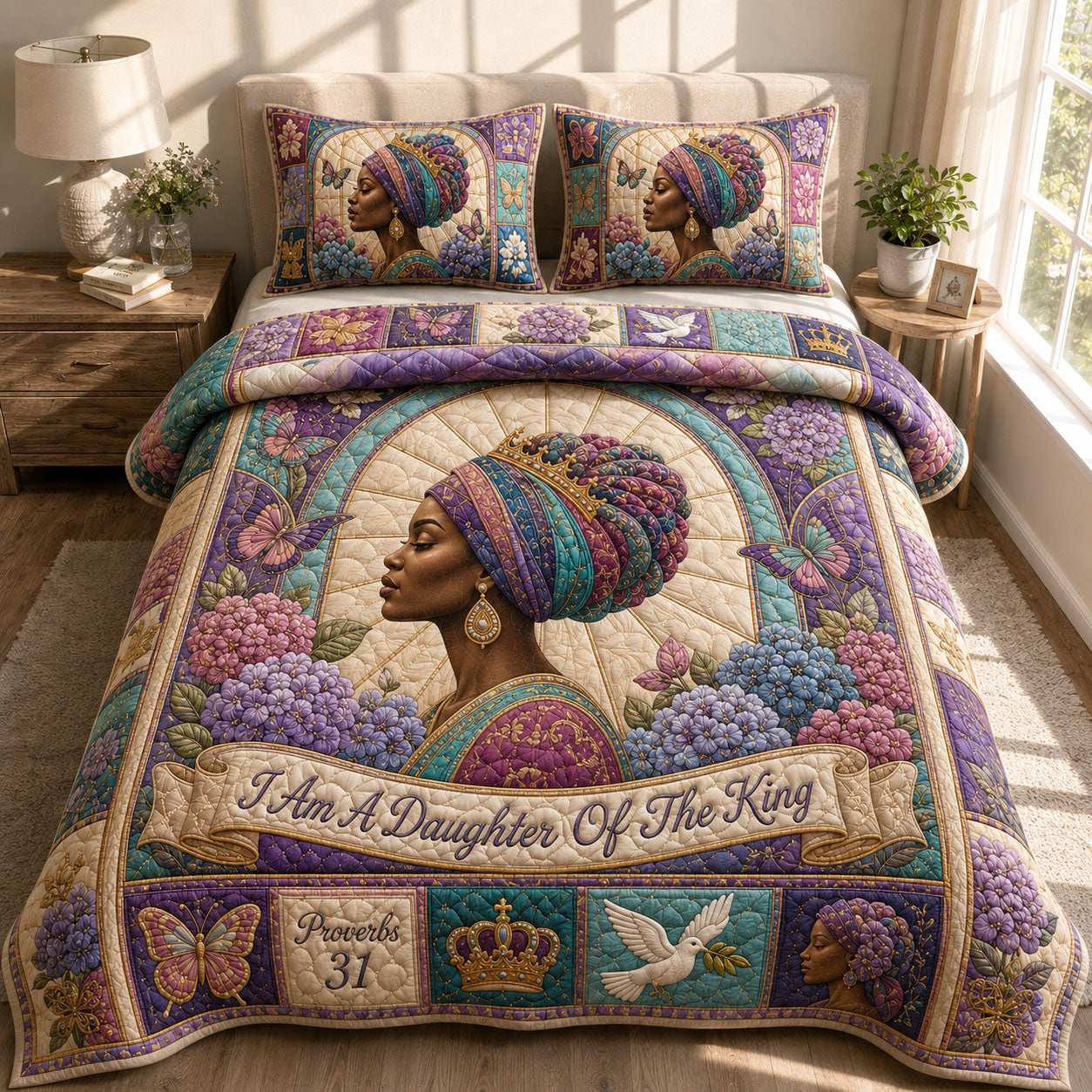 Royal Daughter Of the King 3-Piece Quilted Bedding Set GFTOHNL452