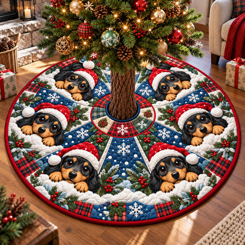 Christmas Dachshund Snow Pups Quilted Tree Skirt GFTOHNL4540