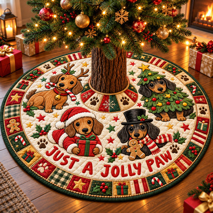 Jolly Paw Christmas Quilted Tree Skirt GFTOHNL4541