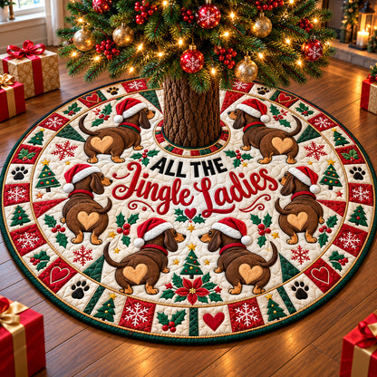 Jingle Ladies Dachshunds Quilted Tree Skirt GFTOHNL4543