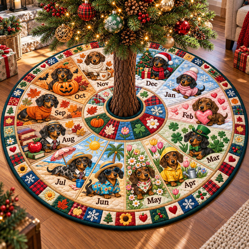 Dachshund Through The Seasons Quilted Tree Skirt GFTOHNL4544