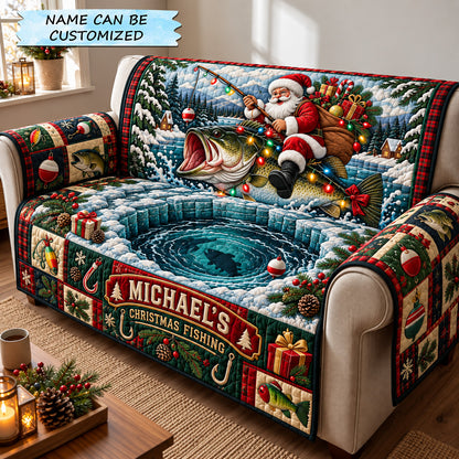 Santa Christmas Fishing Adventure Quilted Sofa Cover QTCUZ GFTOHNL4555