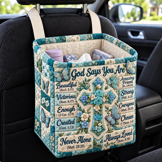 God Says You Are Loved Quilted Car Basket GFTOHNL4562
