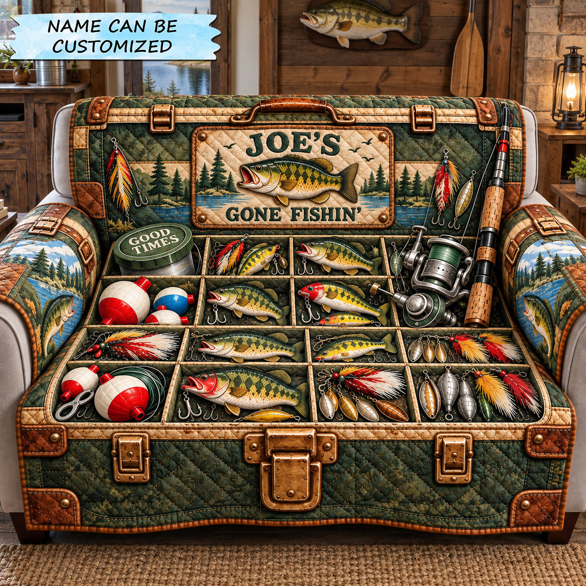 Gone Fishin Quilted Sofa Cover QTCUZ GFTOHNL4587