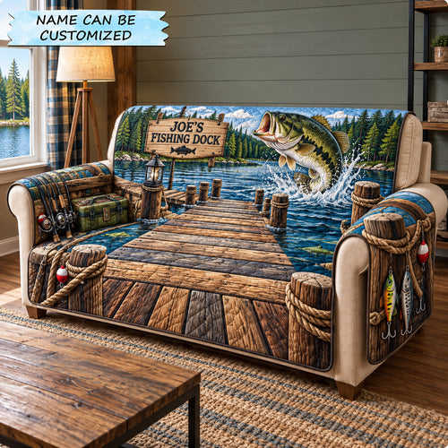 Fishing Dock Adventure Quilted Sofa Cover QTCUZ GFTOHNL4589