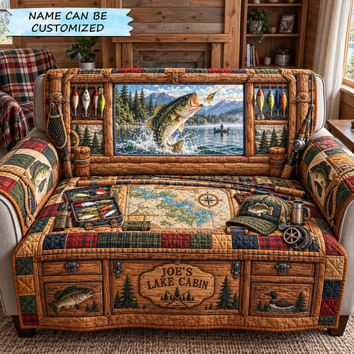 Lake Cabin Fishing Quilted Sofa Cover QTCUZ GFTOHNL4590