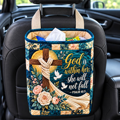 God Is Within Her Quilted Car Basket GFTOHNL4606