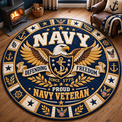 Navy Defending Freedom Veteran Quilted Round Mat GFTOHNL4608