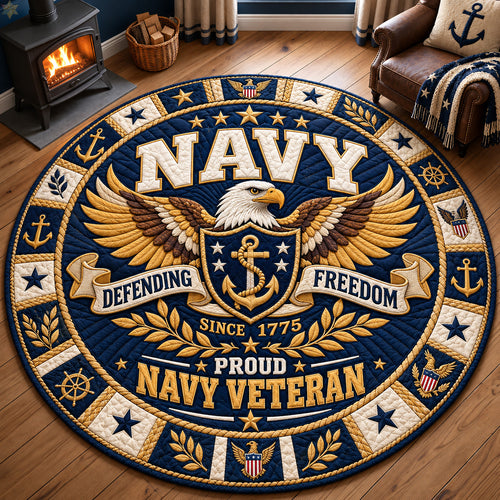 Navy Defending Freedom Veteran Quilted Round Mat GFTOHNL4608