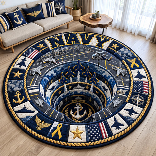 Navy Aircraft Carrier Pride Quilted Round Mat GFTOHNL4614