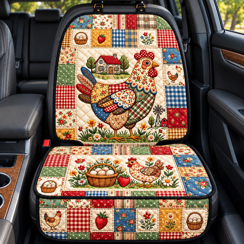 Farmhouse Patchwork Chicken Quilted Car Seat Protector GFTOHNL4637