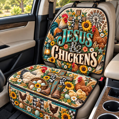 Jesus And Chickens Quilted Car Seat Protector GFTOHNL4640