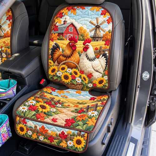 Autumn Chicken Sunflower Farm Quilted Car Seat Protector GFTOHNL4642