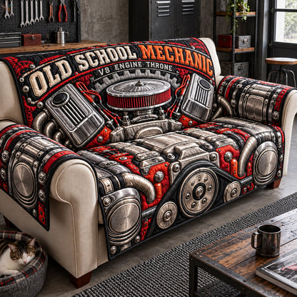Old School V8 Mechanic Quilted Sofa Cover GFTOHNL4650